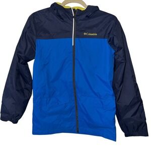 Columbia Boys' Switchback II‎ Jacket Blue Colorblock Hooded Rain Coat